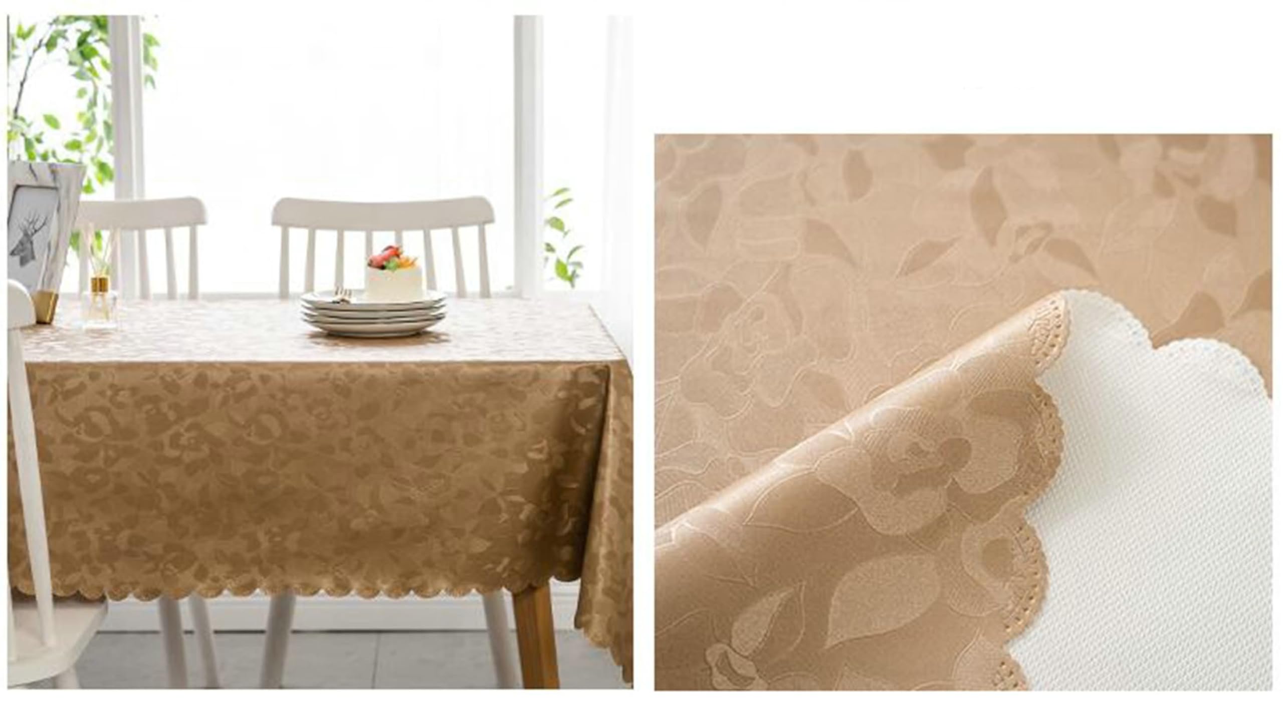 Tischdecke Rund 160, Tischdecken Abwaschbar PVC Blattmuster Tischdecke für Küche,Esszimmer,Tischdekoration, Kaffee