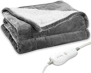 Electric Heated Blanket Throw, Soft Cozy Flannel Heating Blanket 50"×60" Fast Heating Machine Washable with 4 Heat Levels & 4 Hours Auto Off, UL Certification, Gray