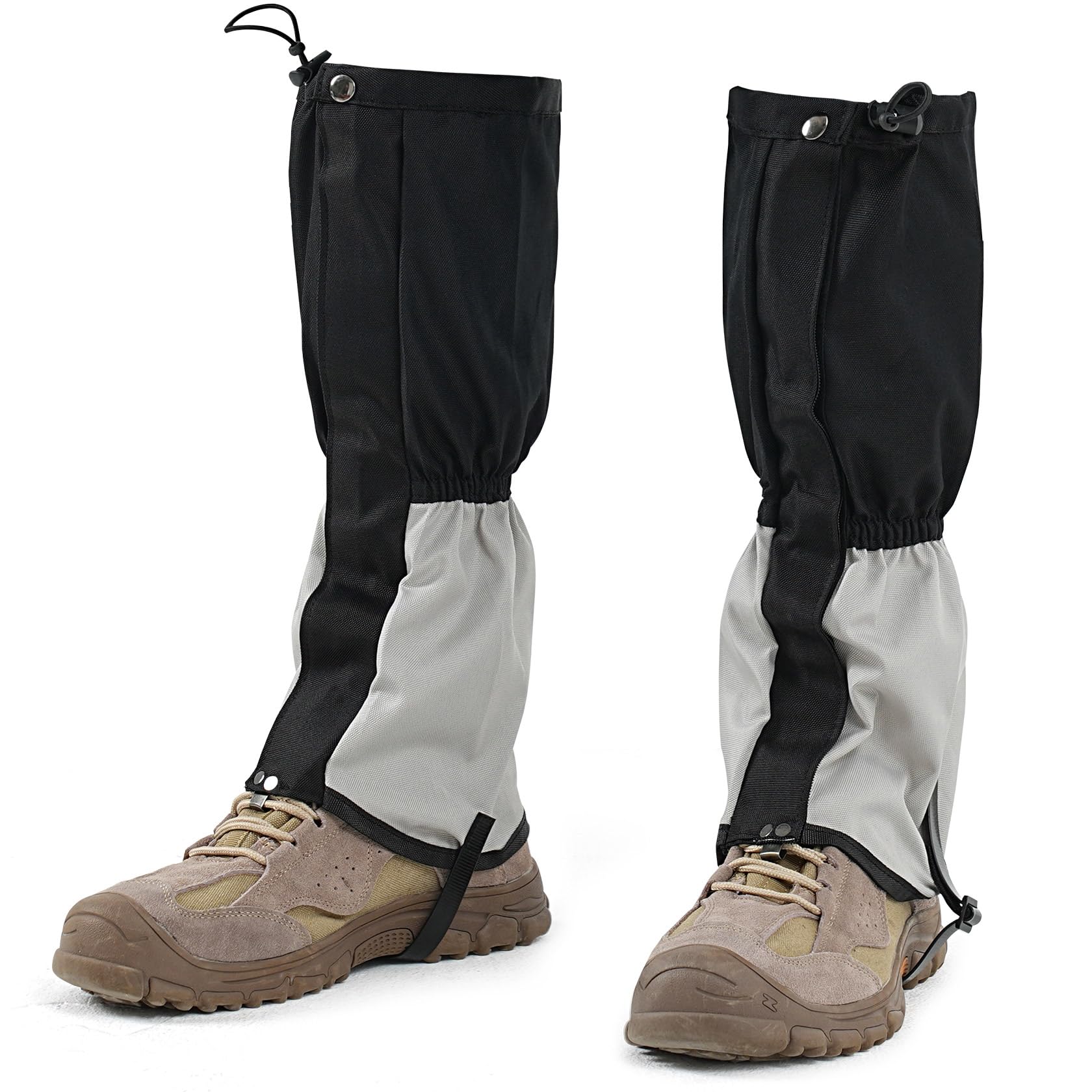 likloks Gaiters for Men & Women, Adjustable Hiking Leg Gaiters for Boots, Durable & Lightweight Gaiters for Outdoor Activities, Grey, S-M