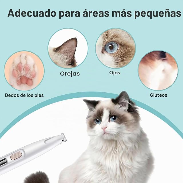 Foto 2 de 7 de AURIVEE Cortapelos para Mascotas Profesional Inalámbrico con Luz LED