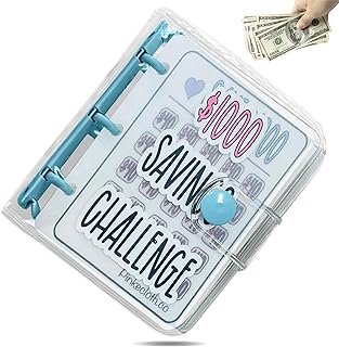 1000 Savings Challenge Binder Money Saving Binder Cash Saving Challenge Book with Envelopes Mini Budget Binders for Low Income Financial Planner (Blue)