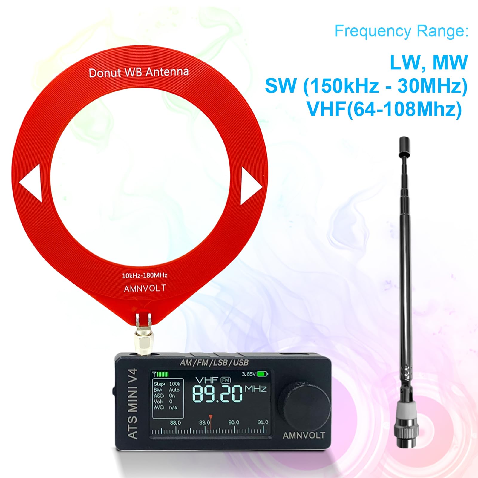 AMNVOLT V4 ATS Mini Radio Pantalla IPS Si4732 DSP Radio Receptor Am FM (Metal) (StyleB)