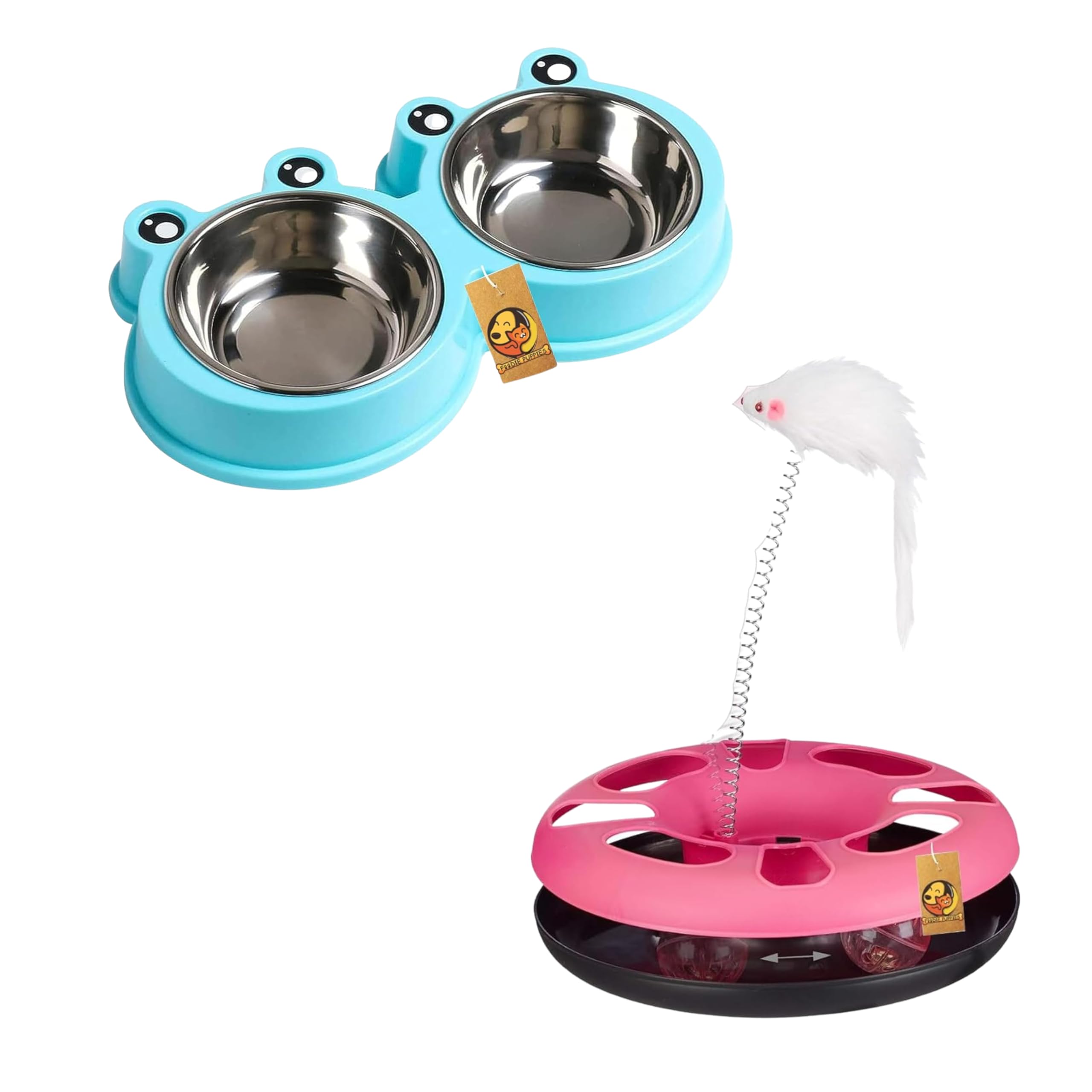 Foodie Puppies Cat Toy and Bowl Combo for Cat and Kittens - (Cat Happy Circle + Frog Face Bowl) | Cat Happy Circle with Ball Bell & Teasing Stick | 2-in-1 Cat Bowl Food and Water Feeder (B0CNXVK4Q8) Amazon Price History, Amazon Price Tracker
