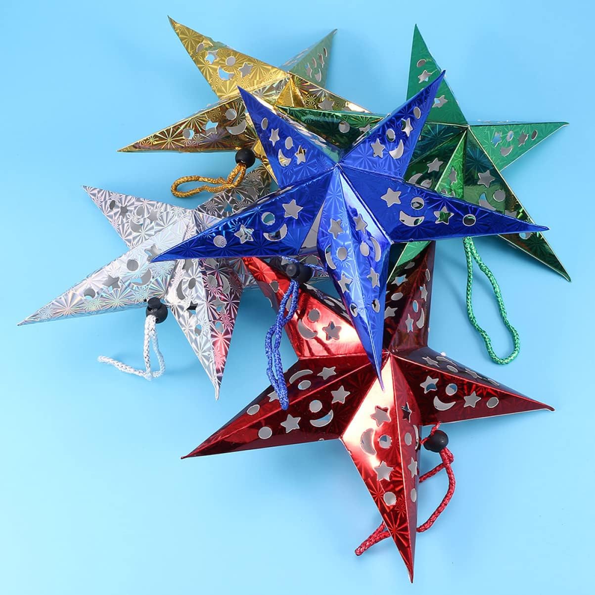 DOITOOL 3sets Hanging Star Lights Decor for Room Ceiling Decorative Lampshade Room Decor 5pcs*3