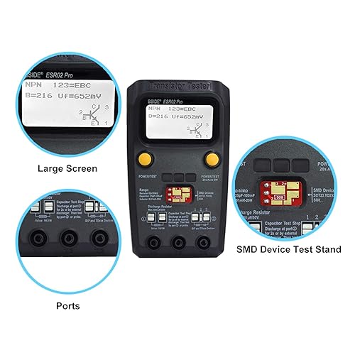 Vista 15 de BSIDE ESR02 PRO Digital Transistor SMD Componentes Probador Diodo Triodo Capacitancia Inductancia Multímetro Medidor ESR Rojo