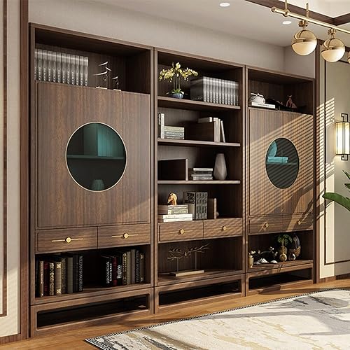 Miniatura 6 de UNNS Estantería creativa retro con combinación de gabinete, armario de oficina, estante de estudio, sala de estar, gabinete de almacenamiento de