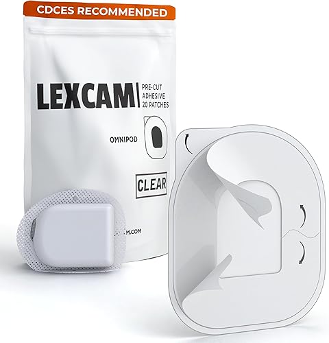 Lexcam Parches adhesivos compatibles con Omnipod 5, paquete de 20 unidades, impermeables, transparentes para bomba de insulina sin cámara, se