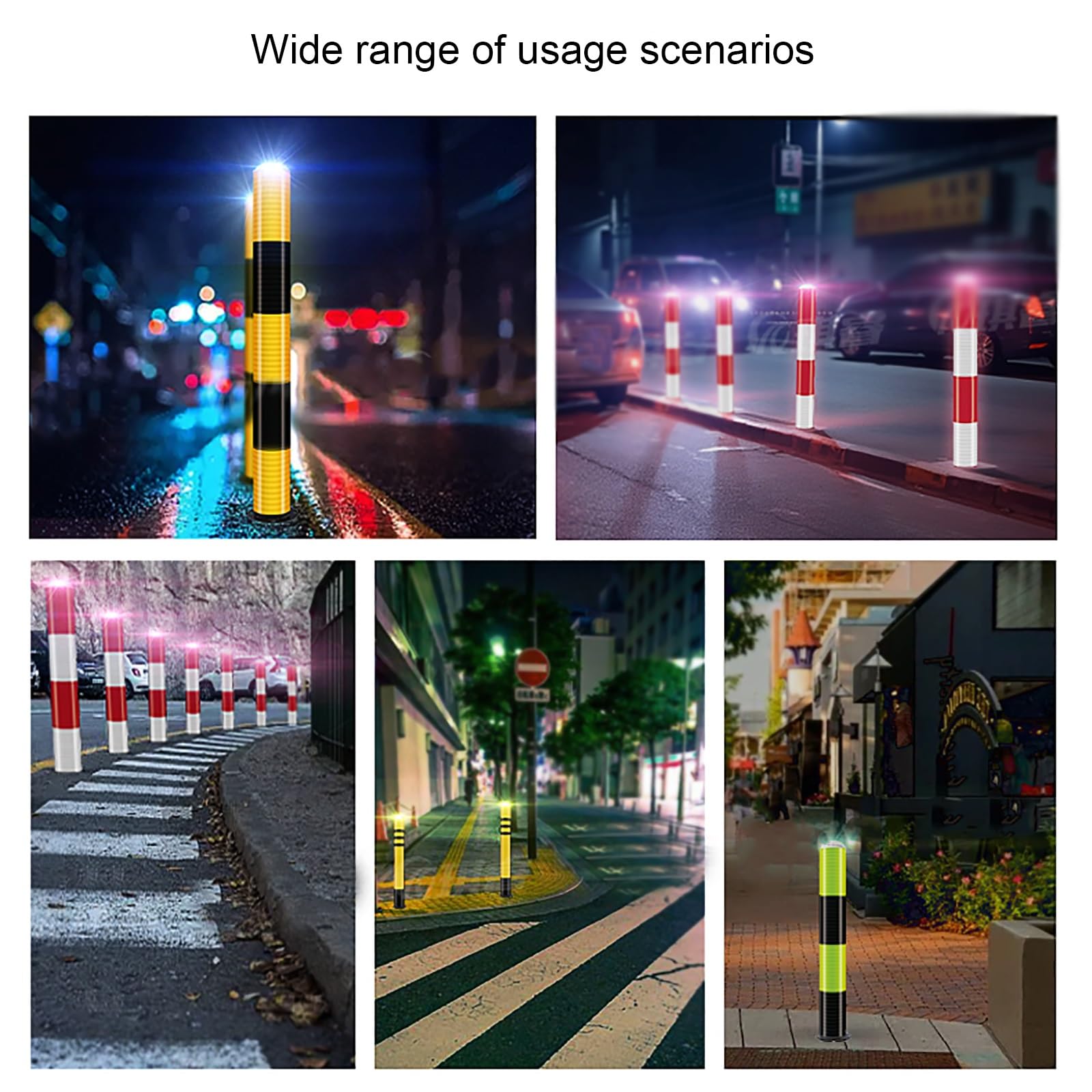 Generico Paletto di Sicurezza Solare Intelligente con luci a LED, Design Riflettente, palo in Tubo d'Acciaio, barriera di parcheggio per Il Controllo del Traffico, Confezione da 2 Verde, 100 cm/39,4