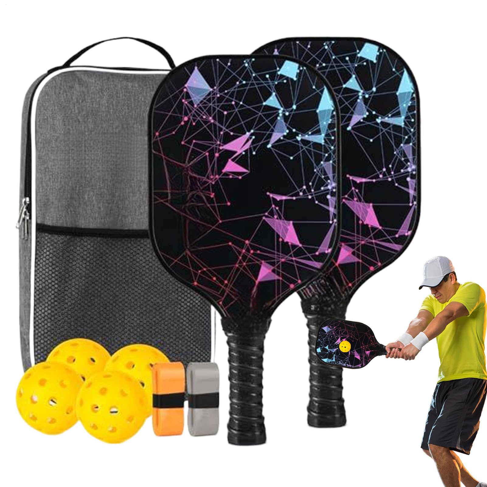 Set de Palas de Pádel Accesorios de Tenis de Mesa | Palas Ergonómicas Ligeras de Fibra de Vidrio para Deporte en Casa Exterior Interior Ejercicio para Niños Niñas Hombres