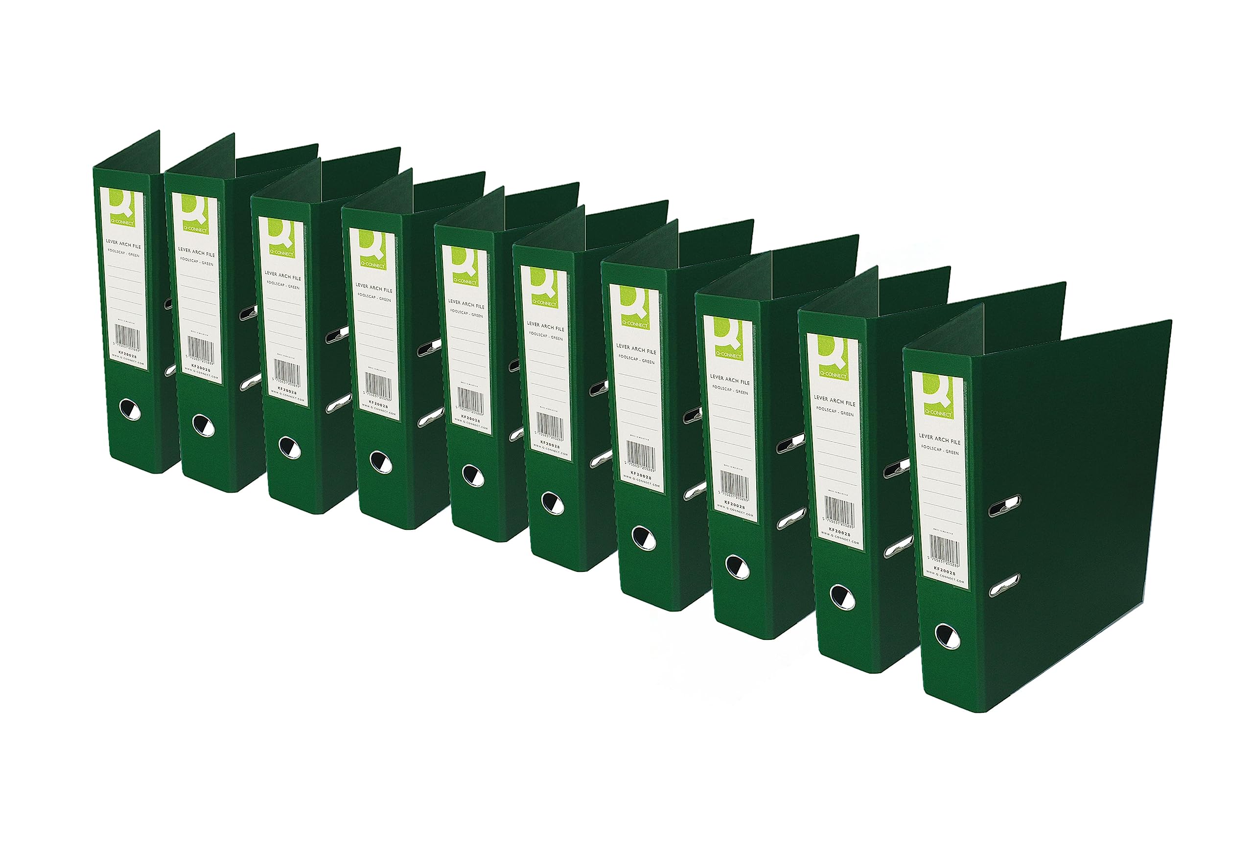 Q-Connect 70mm Lever Arch File Polypropylene Foolscap Green (Pack of 10)