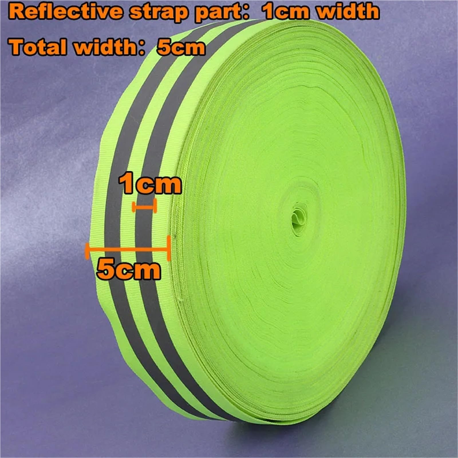 cinta reflectante para ropa, Cinta de Tela Reflectante Verde Fluorescente 5cm Ancho Doble Tiras Reflectantes de 1cm 5m(100 Meter)