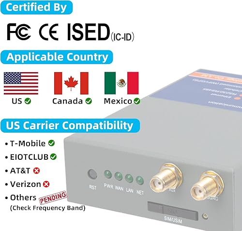 Miniatura 4 de QX210-NW2 Router industrial 4G LTE WiFi para tarjeta SIM T-Mobile EIOTCLUB, no para Verizon/ATT, enrutadores VPN celulares de respaldo de Internet,