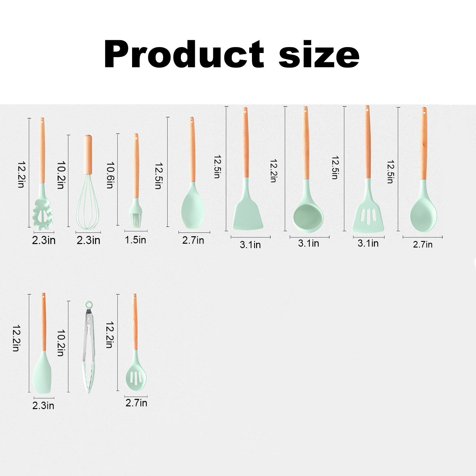 11 Pezzi Set Utensili Cucina Silicone, Set Di Utensili Da Cucina Con Porta Utensili, Mestoli Cucina Silicone Antiaderente Con Manico in Legno, Pentole, Set Mestoli Cucina Resistenti Al Calore