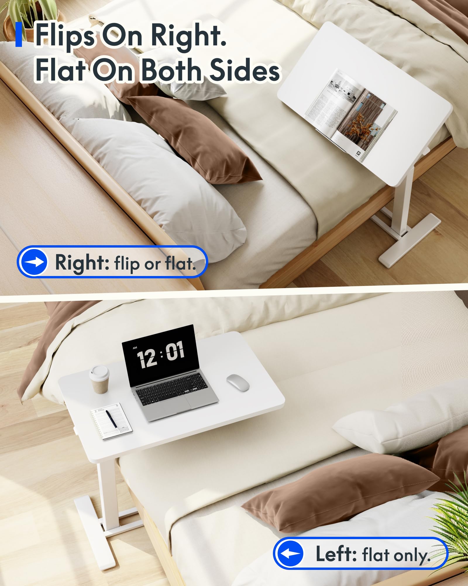 FLEXISPOT H7 PRO Mobile Standing Desk Adjustable Overbed Table Pneumatic with Wheels 90 Tiltable Portable Laptop Desk Rolling — view 7