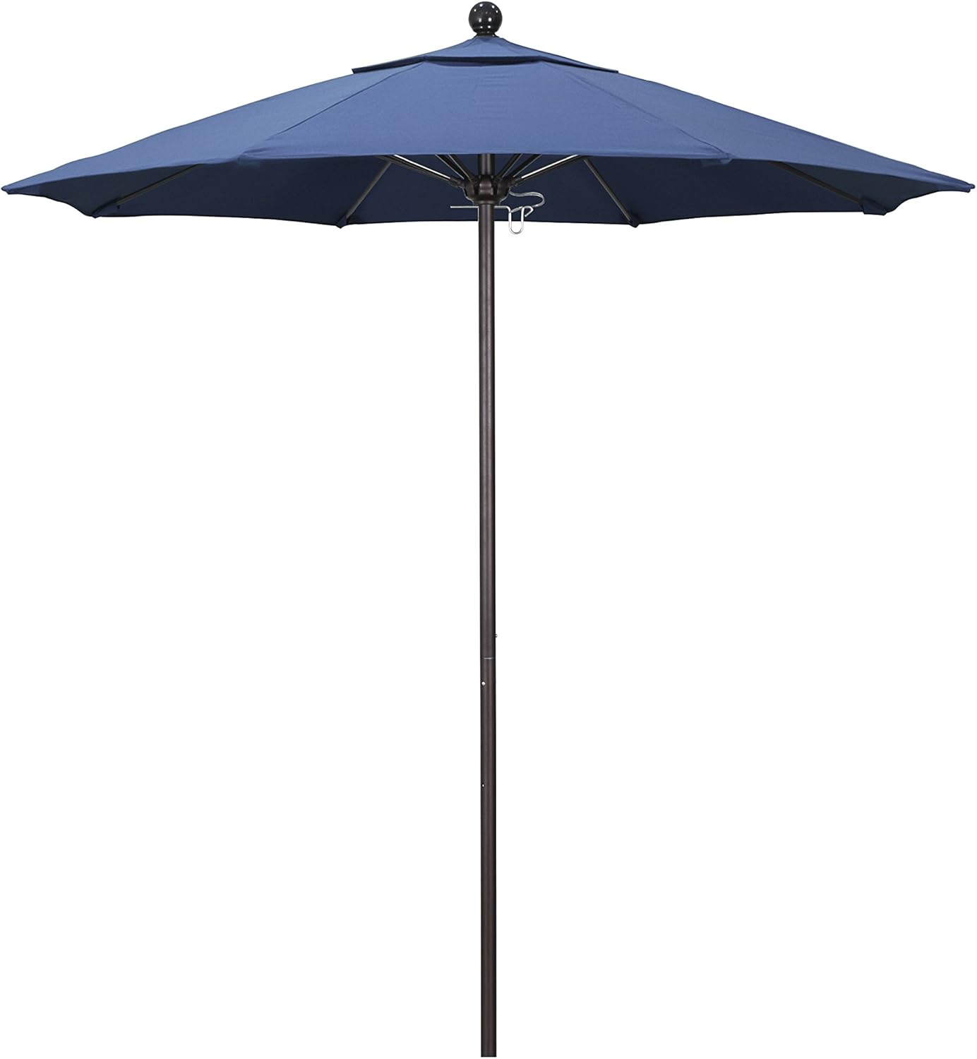 California Umbrella 7.5' Round Aluminum/Fiberglass Umbrella, Push Open, Bronze Pole, Olefin Royal Blue