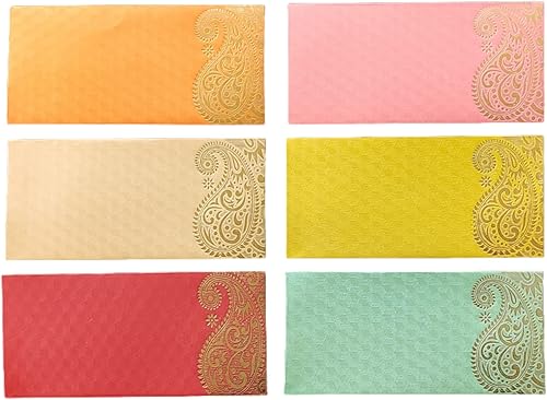 Miniatura 3 de Jhintemetic - Paquete de 25 sobres de regalo Matellic de 5 colores de 5 cada uno seleccionado al azar Shagun LifafaMoney Gift Envelope con Ambi