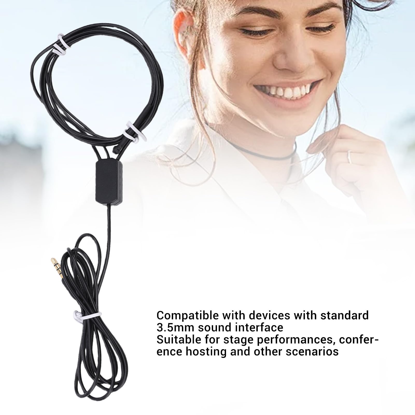 Auricolare Nascosto con Laccio da Collo, Ricevitore Magnetico Suono Chiaro da 110 DB Durata della Batteria di 3-5 Ore con Basso Consumo Energetico per Spettacoli Sul Palco