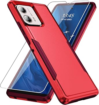 for Moto Edge Plus 2023 Case,with Screen Protector, Heavy-Duty Tough Rugged Shockproof Protective Case for Motorola Edge Plus 2023, Red