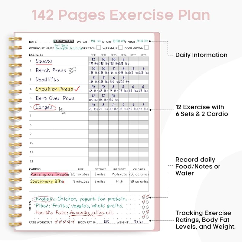 Taja Fitness Workout Journal & Log Book for Women & Men, Fitness Planner image 2