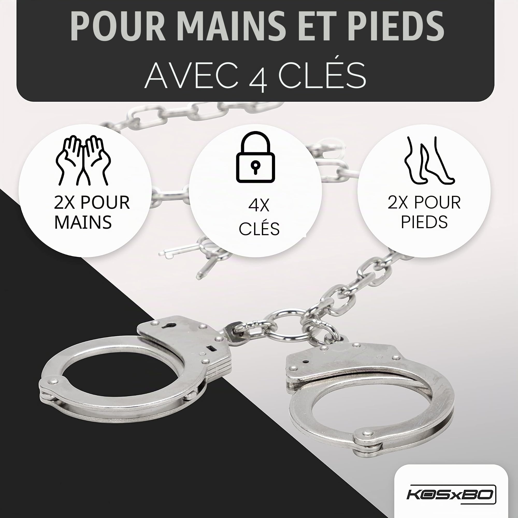 Menottes et menottes de cheville en acier Gitarama KOSxBO