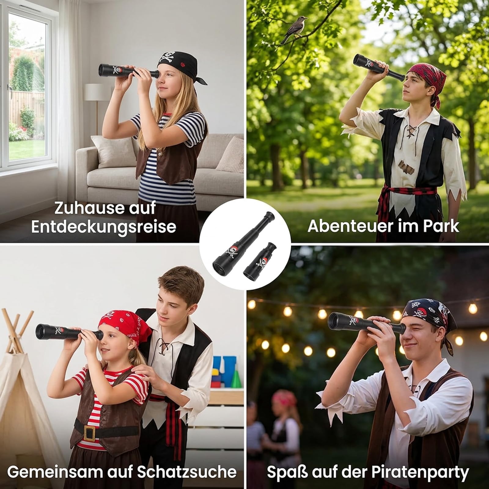 12 Stück Piraten Fernrohr für Kinder, Ausziehbares Teleskop, Piraten Mitgebsel Kindergeburtstag, Lustiges Spielzeug für Piratenparty und Rollenspiele