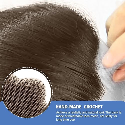 Miniatura 14 de Barba falsa de barba de cabra, realista, 100% cabello humano, atada a mano, barbas falsas de encaje invisible, bigote falso para vestir de Marrón