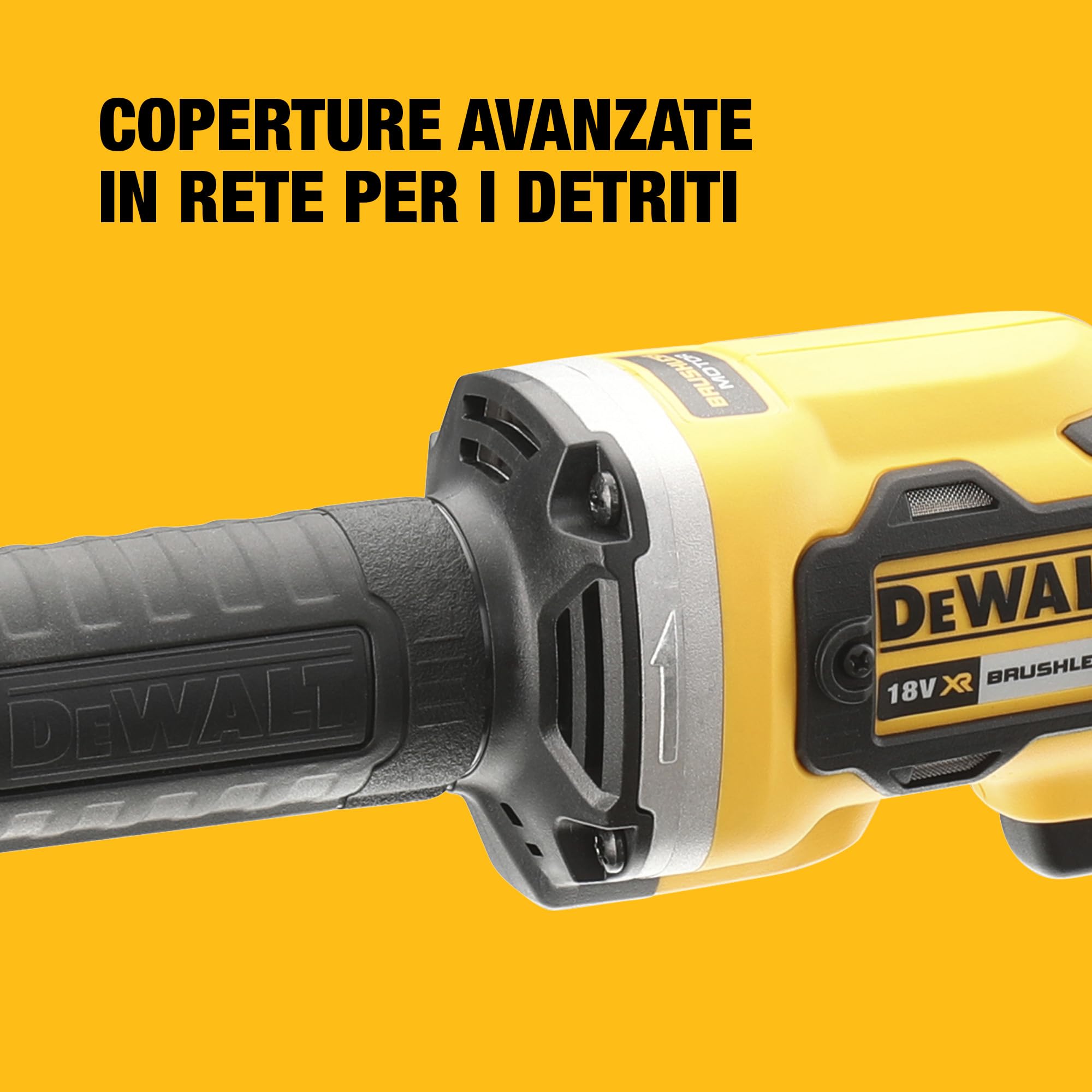 DEWALT Smerigliatrice diritta Brushless 18V, solo corpo, DCG426N-XJ | Smerigliatrice diritta 18V brushless con velocità variabile, ghiera LED e versione solo corpo macchina per uso preciso.
