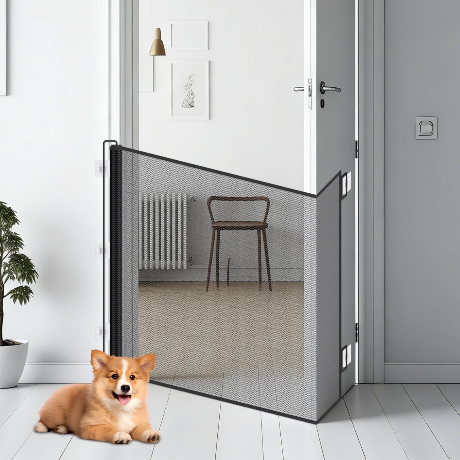Treppenschutzgitter Ausziehbar, Bohrfreies Baby Absperrgitter Schutzgitter Treppe für Kinder, Katzen und Hunde, Geeignet für Küche, Treppe, Balkon & Schlafzimmer (Schwarz, 150CM)