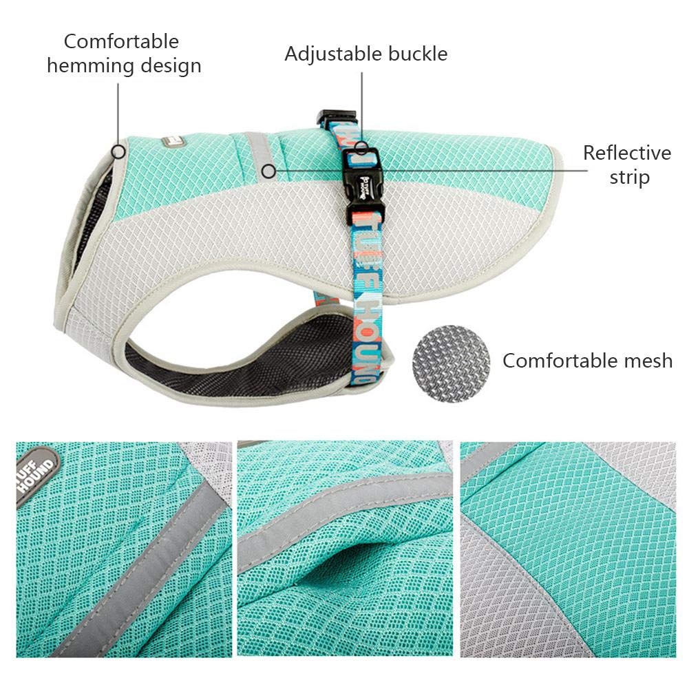 Gilet rinfrescante Riflettente per Cani, Cappotto rinfrescante per Cani Regolabile Imbracatura per Cani Leggera e Traspirante Giacca Estiva per la Caccia Formazione Campeggio,Blu,L