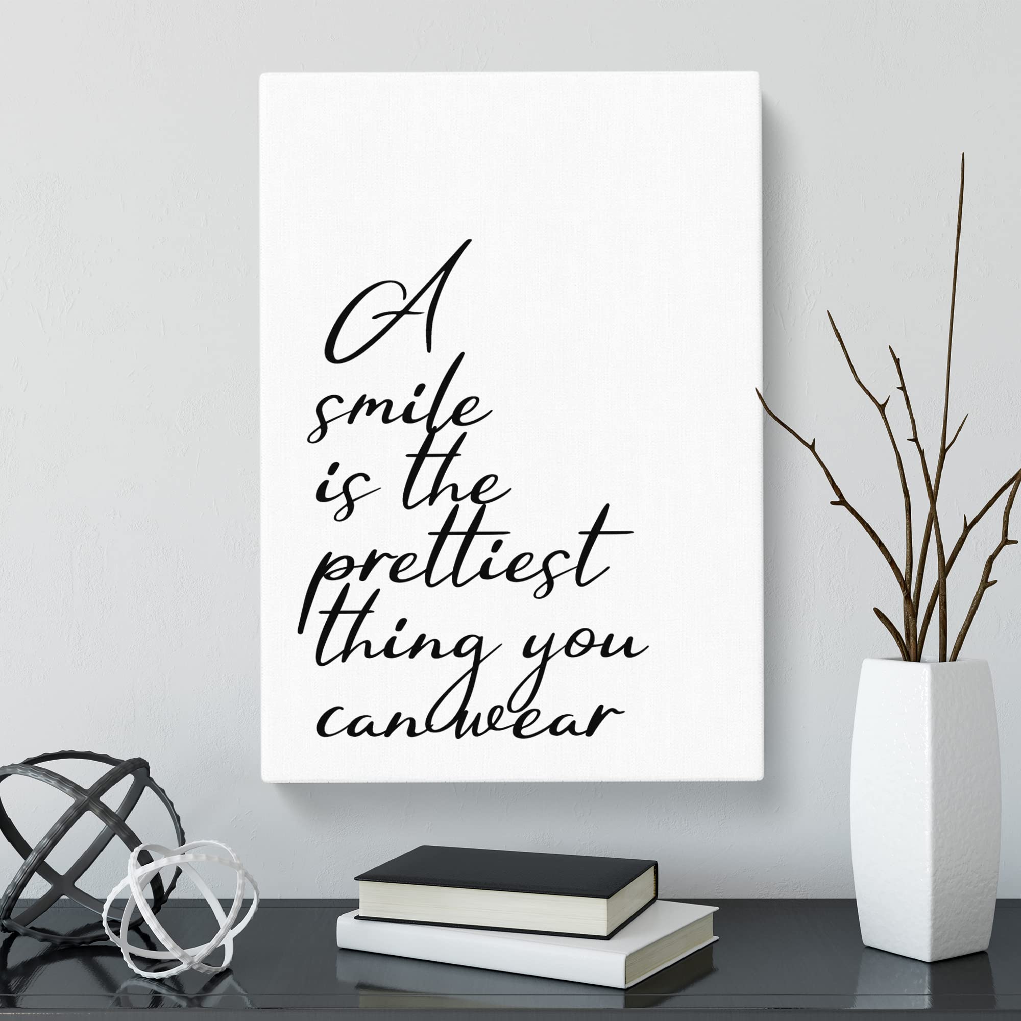 A Smile Is The Prettiest Thing You Can Wear Typography Quote Canvas Print, Mixed, 25L x 50W cm - Image 2