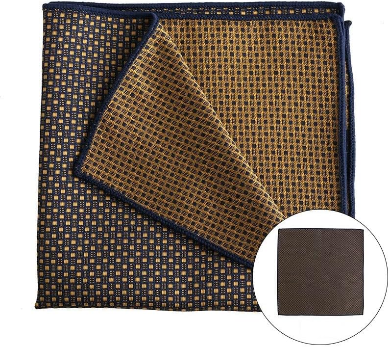 Men's Polyester Silk Plaid Suit Pocket Square Retro Gentleman Dress Small Chest Scarf