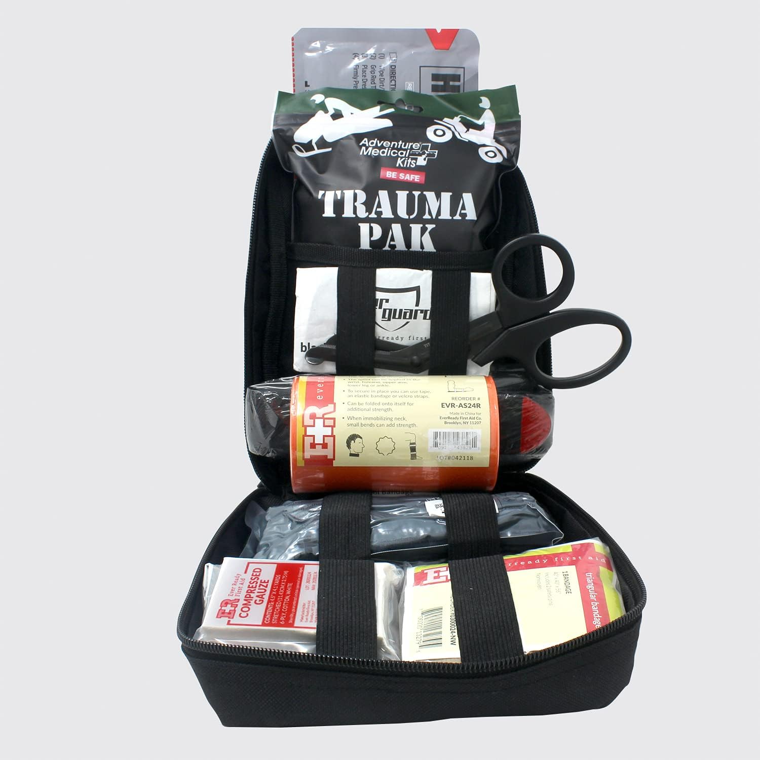 MediTac Premium IFAK Kit - Feat. Trauma Pak, CAT Tourniquet, HyFin Vent Chest Seal, Israeli Bandage - Black : Health & Household