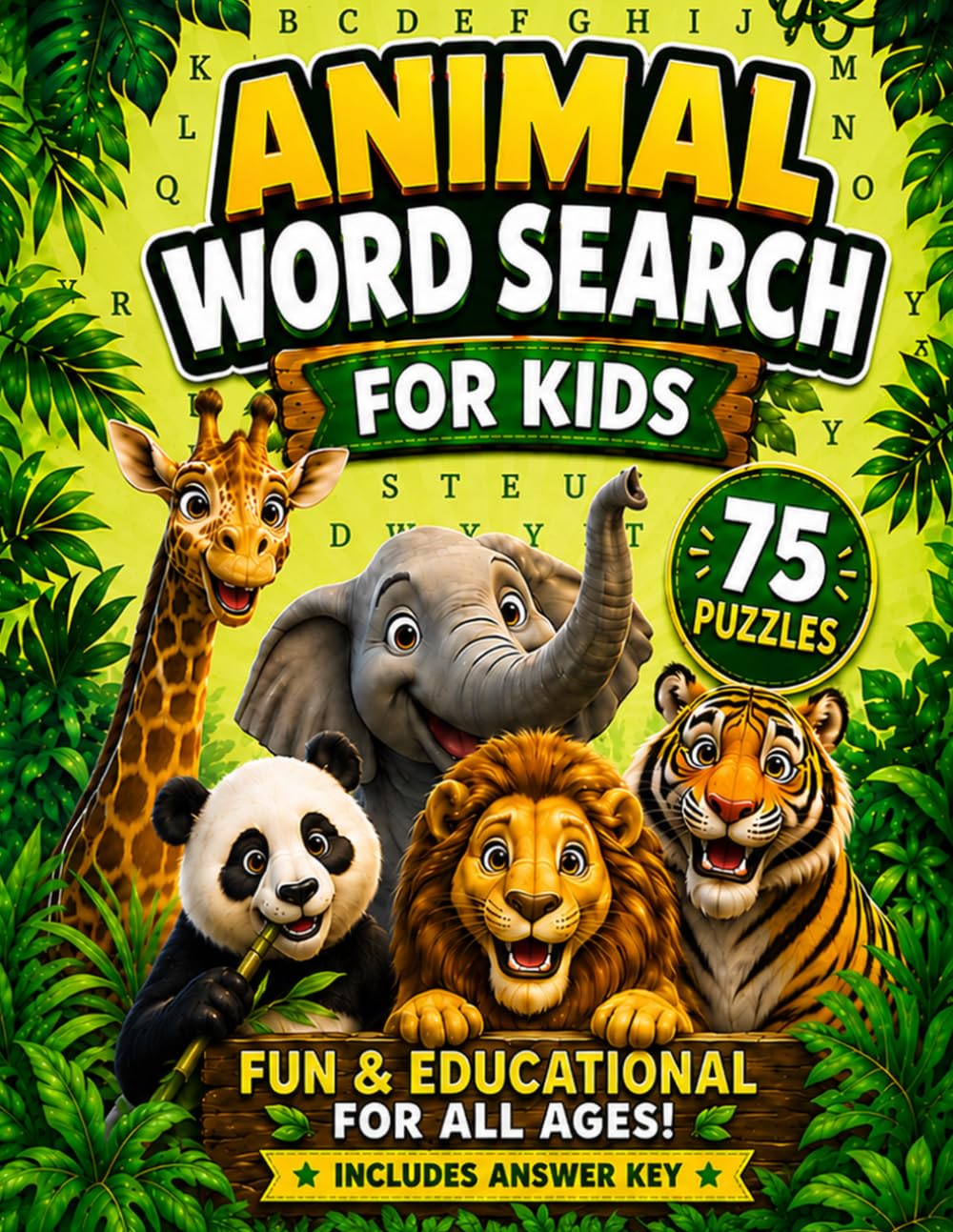 Animal Word Search for Kids: 75 Fun Animal-Themed Puzzles with Answer Key