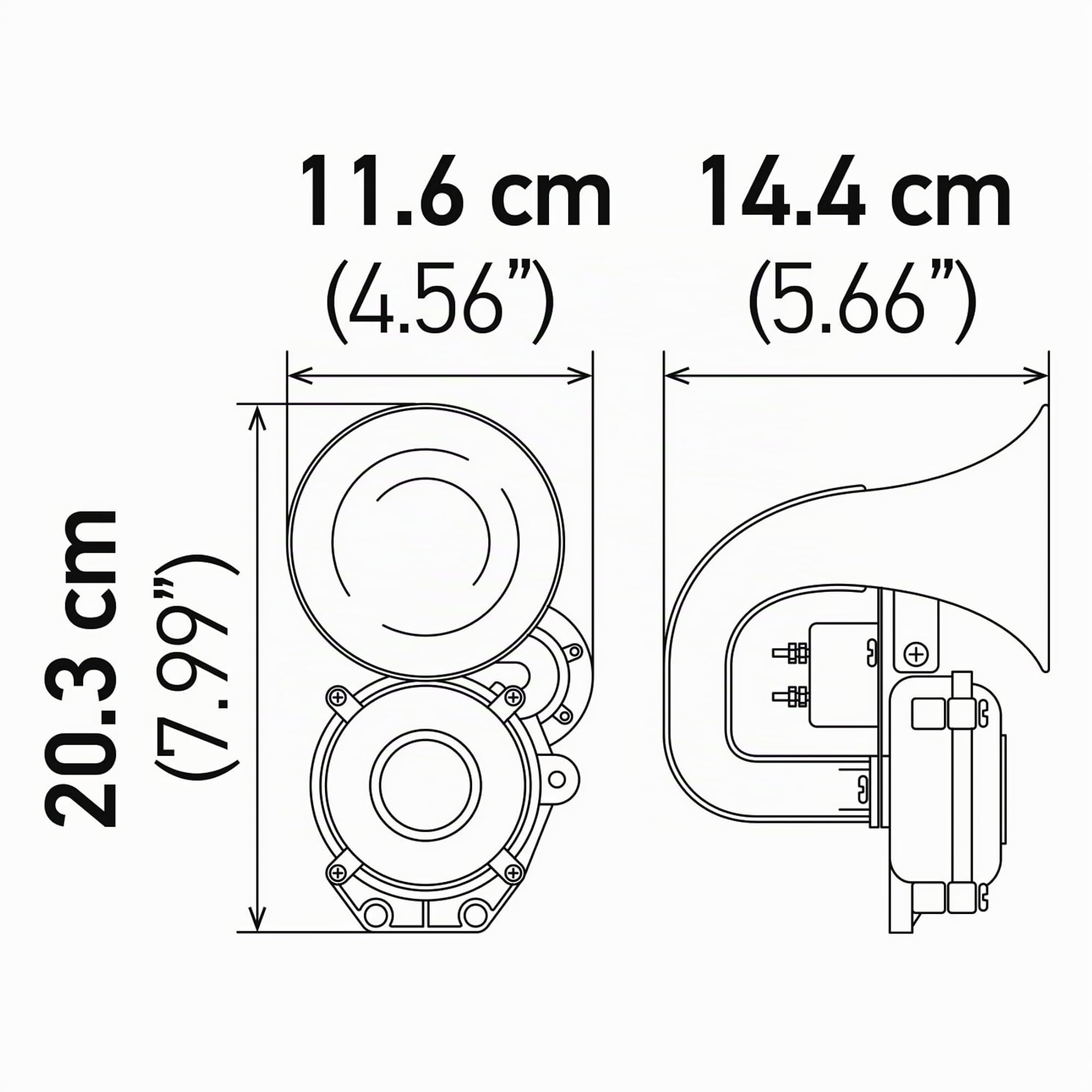 HELLA Bocina CA20 115dB (A) Rango de frecuencia 400Hz sonido agudo electroneumático, Color de carcasa negro , Cantidad 1, 3PA 013 410-011