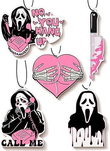 Ambientadores de aire para coche rosas y lindos para mujer, 5 piezas, accesorios de coche de fantasmas de terror para chicas, decoración interior
