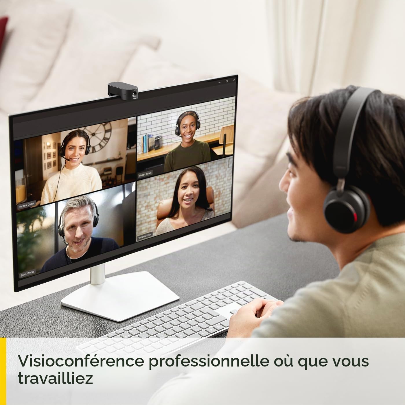 Jabra PanaCast 20 Caméra de Visioconférence 4K Webcam Ultra-HD IA Plug & Play