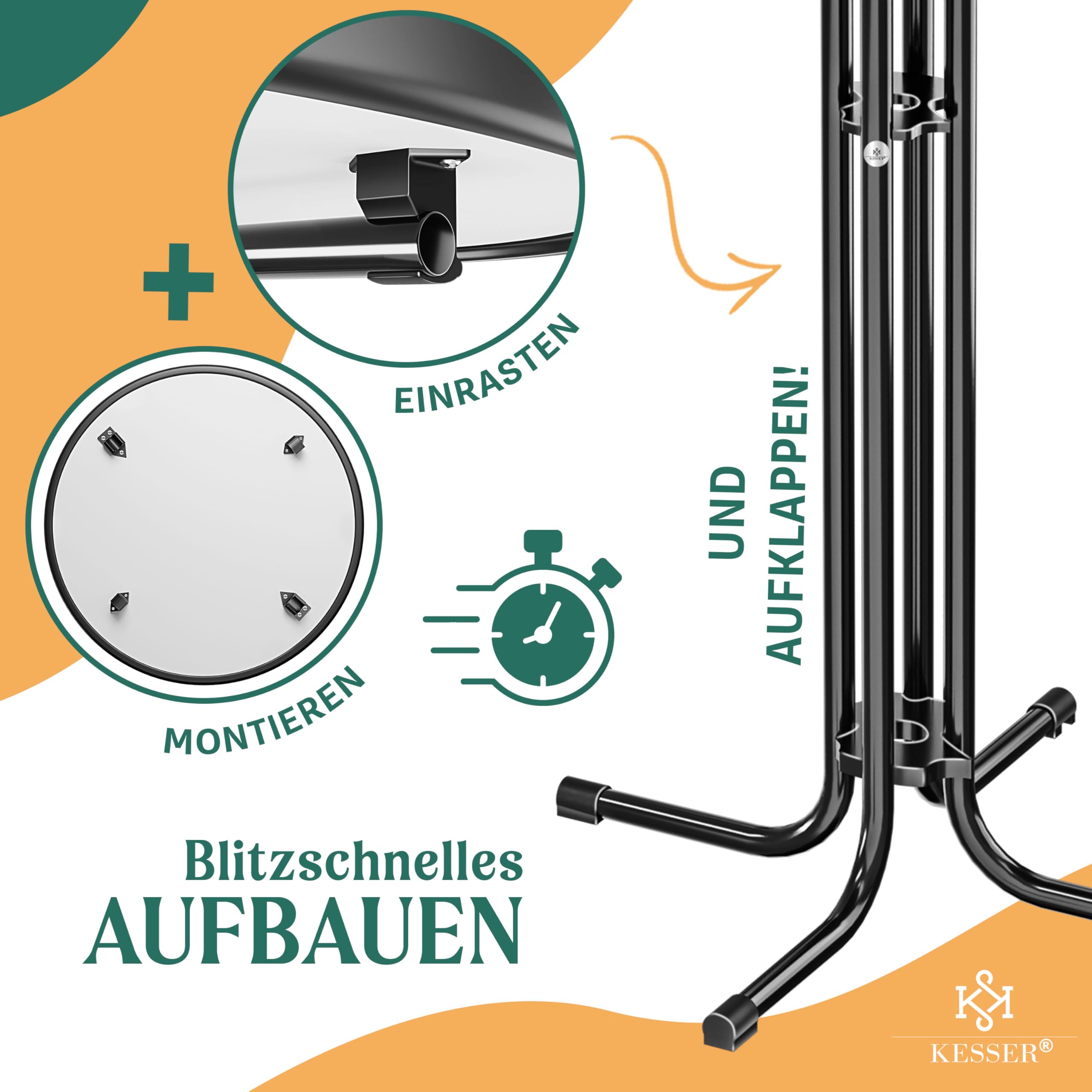 KESSER® Gastro Stehtisch klappbar Bistrotisch | Pulverbeschichtete Edelstahlplatte | höhenverstellbare Füße | Partytisch Tisch Ø 70cm | In- & Outdoor | Empfangstisch | Klapptisch inkl. Husse Braun