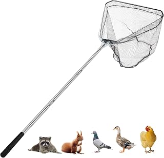 Smarkey Chicken Catching Net: 46" Extendable Stainless Steel Pole for Chickens, Ducks, Birds, Cats, Dogs & Fish