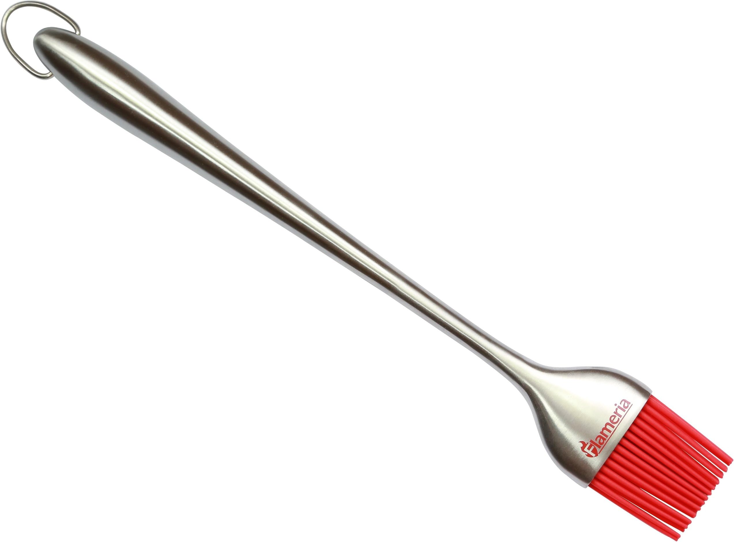 Basting Brush – 12 Inch, Silicone Bristles And Stainless Steel Handle With Hanging Hook, Ideal For All Indoor Cooking, Grill And BBQ Basting. Great Addition To Your Set Of Indoor Cooking And Barbecue Utensils – 1 Year No-Hassle Guarantee ***PLUS EVERY BRUSH COMES WITH A BONUS SILICONE FOOD BOWL WRAP***