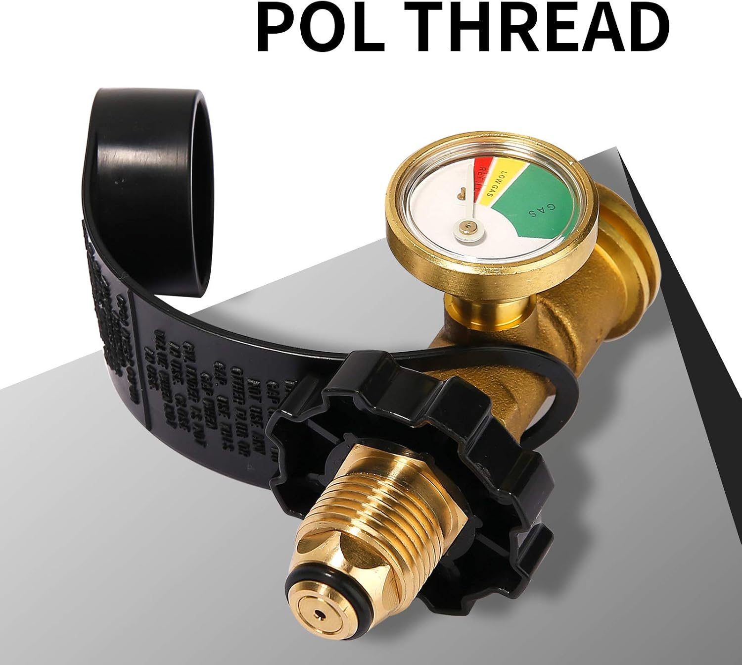 Universal Fit POL Propane Tank Adapter with Gauge,Converts POL to QCC1 / Type 1, Propane Tank Gauge, Level Indicator, Gas Pressure Meter for RV Camper, Cylinder, BBQ Gas Grill, Heater