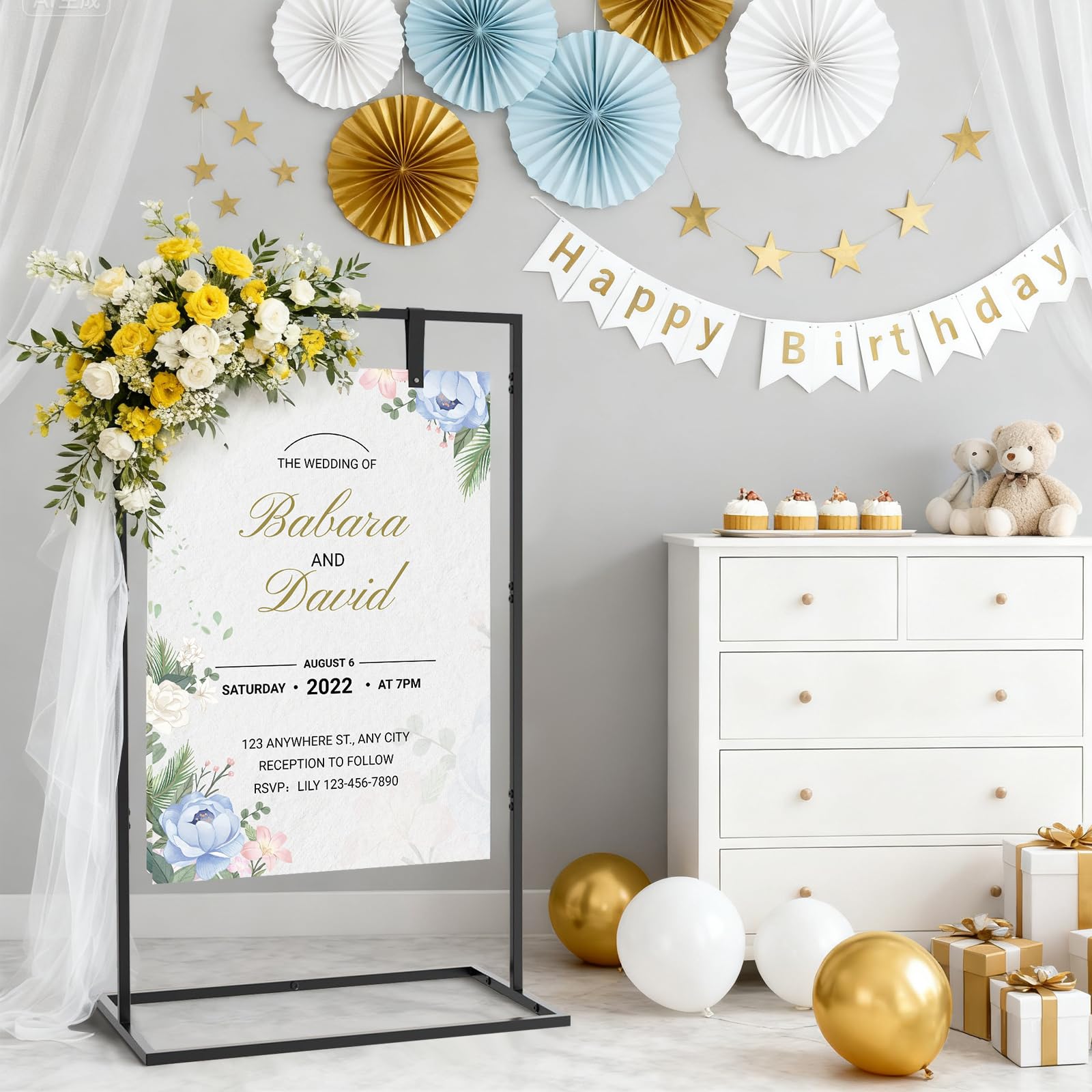 SOCROTO Support De Panneau De Bienvenue De Mariage, 127 X 76,2 X 50,8 Cm