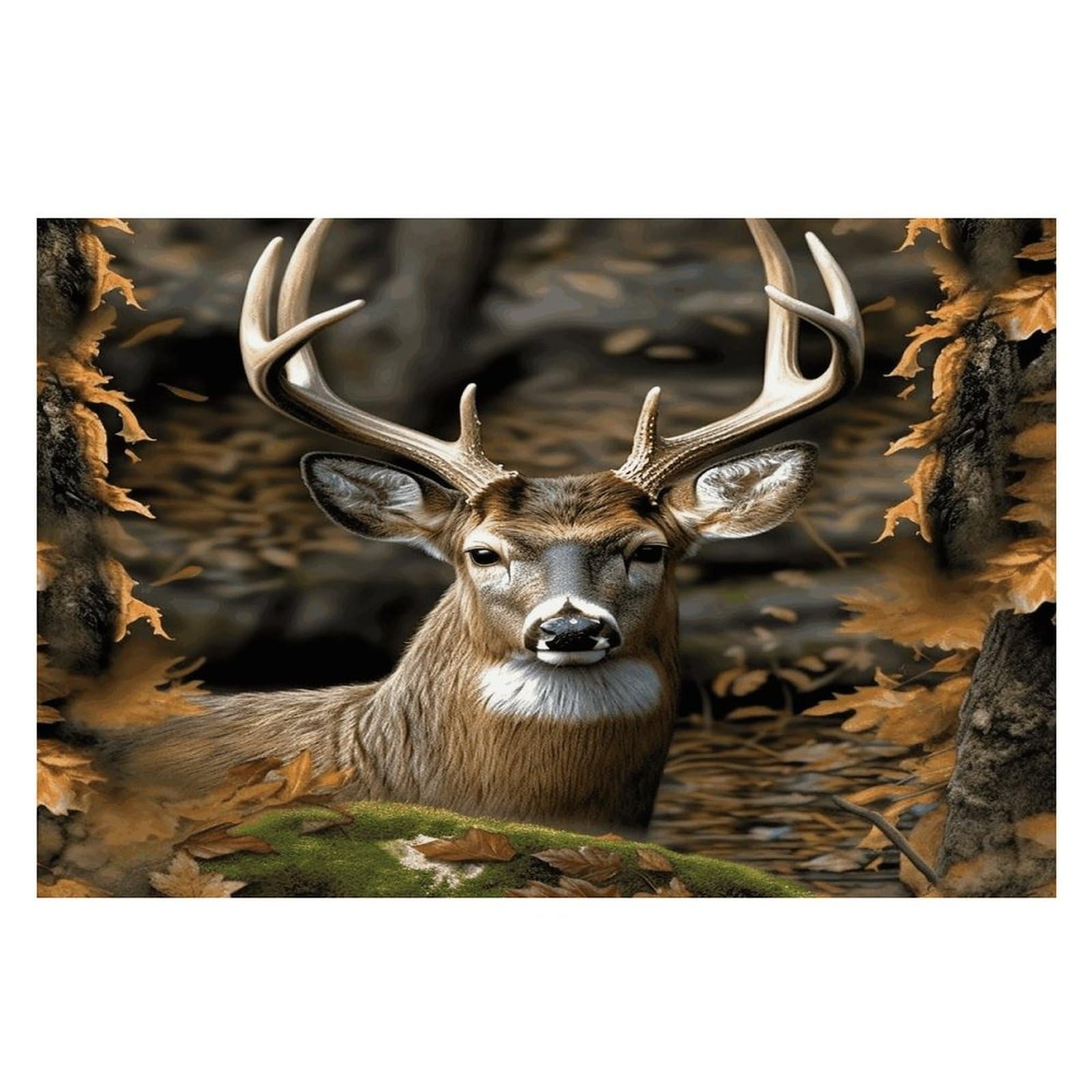 Camouflage Deer Placemats Wipeable Heat Resistant Table Mats Washable Flax Place Mats Elegant Cloth Non-Slip Placemat for Kitchen Dinning Party Table Decor 12 * 18 in