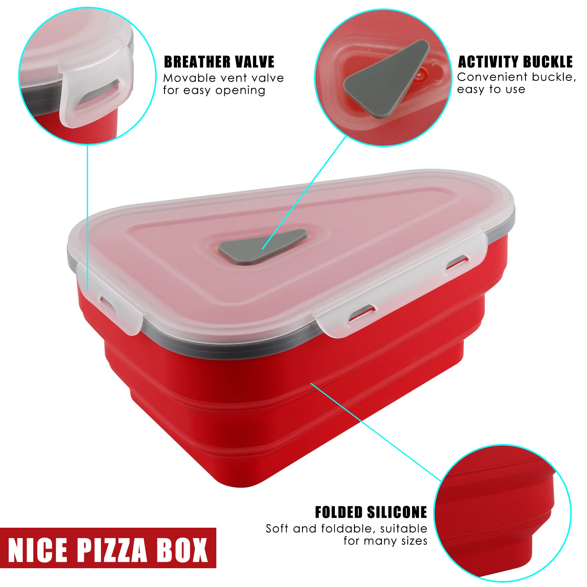 Pizzaballenbox, Pizzabehälter, Pizza-Aufbewahrungsbehälter mit 5 Trennwänden, Aus lebensmittelechtem Silikon, BPA-frei, zur Aufbewahrung von Pizza, Brot, Kuchen usw