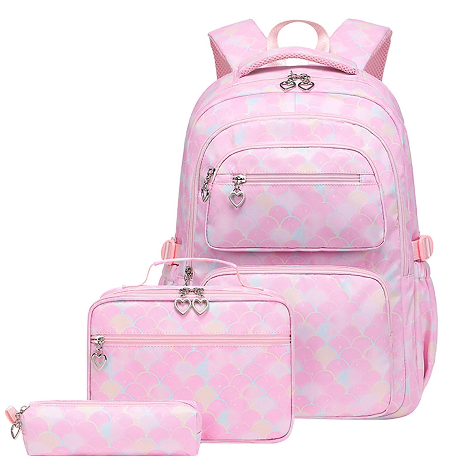 Generico Zaino Scuola Bambina, Zaino Stampato 3 Pezzi Grande Capacità | Zaino ragazza con fantasia colorata, set scolastico leggero e capiente, ideale per elementari, libri e materiale scuola