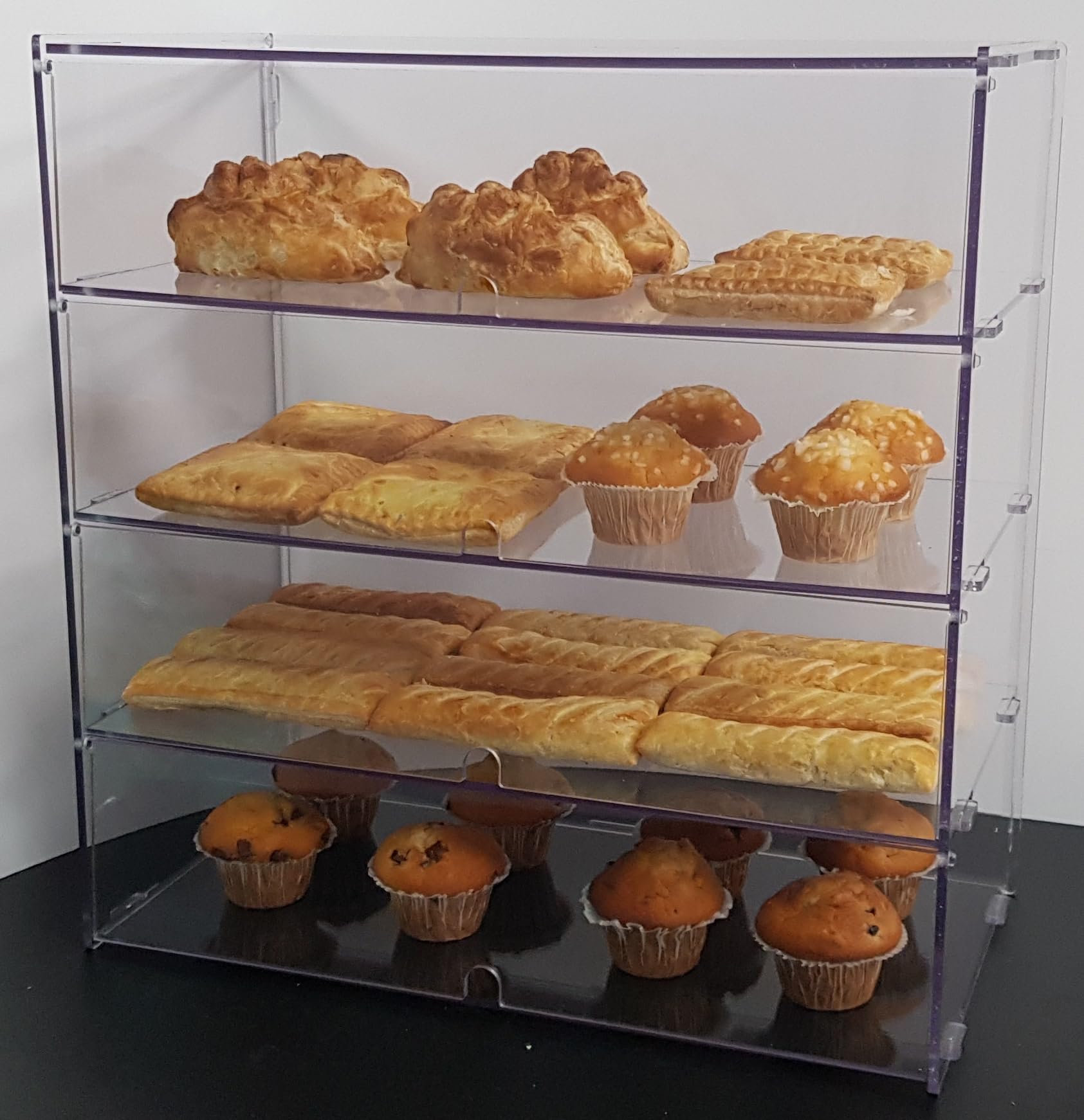 Large Food Safe Bakery Shop Display Case - 4 Compartments