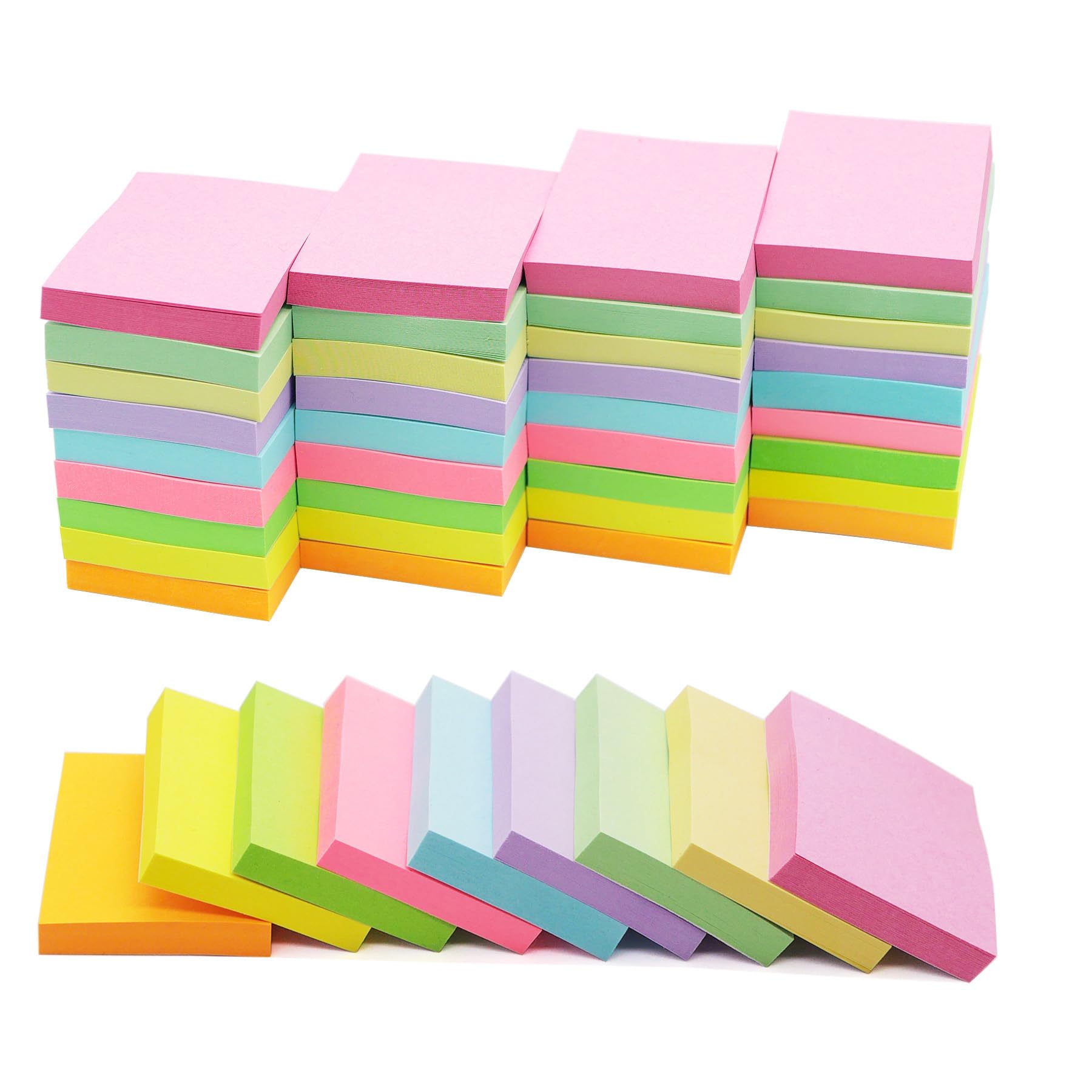 36 Pack Sticky Notes 1.5x2 in Post, 2160 Sheets Post Small Self Sticky Notes Pad Its, 9 Pastel Color Mini Sticky Notes for Office, Home, School,