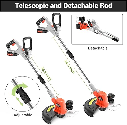 Miniatura 3 de PAXCESS SF8A220 - Juego de herramientas inalámbricas de 20 voltios y 12 pulgadas con mango giratorio de 180 grados, longitud ajustable y batería