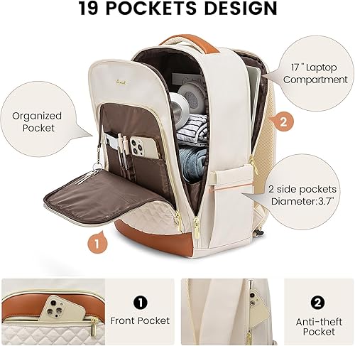 Miniatura 3 de LOVEVOOK Mochila acolchada para laptop para mujer, mochila de viaje con cremallera antirrobo de 15.6 pulgadas, bolsa de computadora para el trabajo,