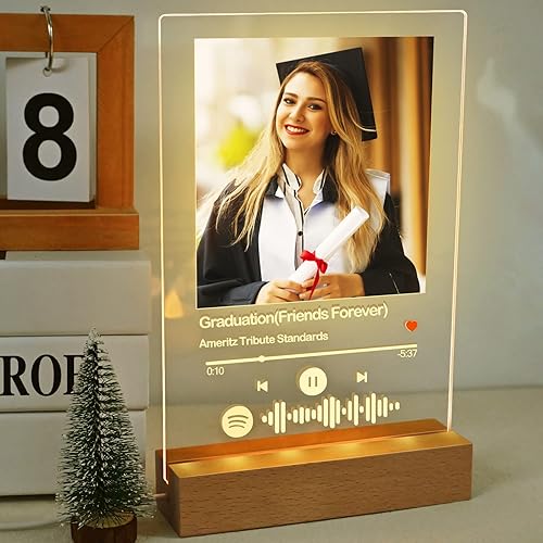 Jasaino Placa de Spotify personalizada, regalos de graduación personalizados, canción acrílica con foto, regalos de graduación para niños y niñas,