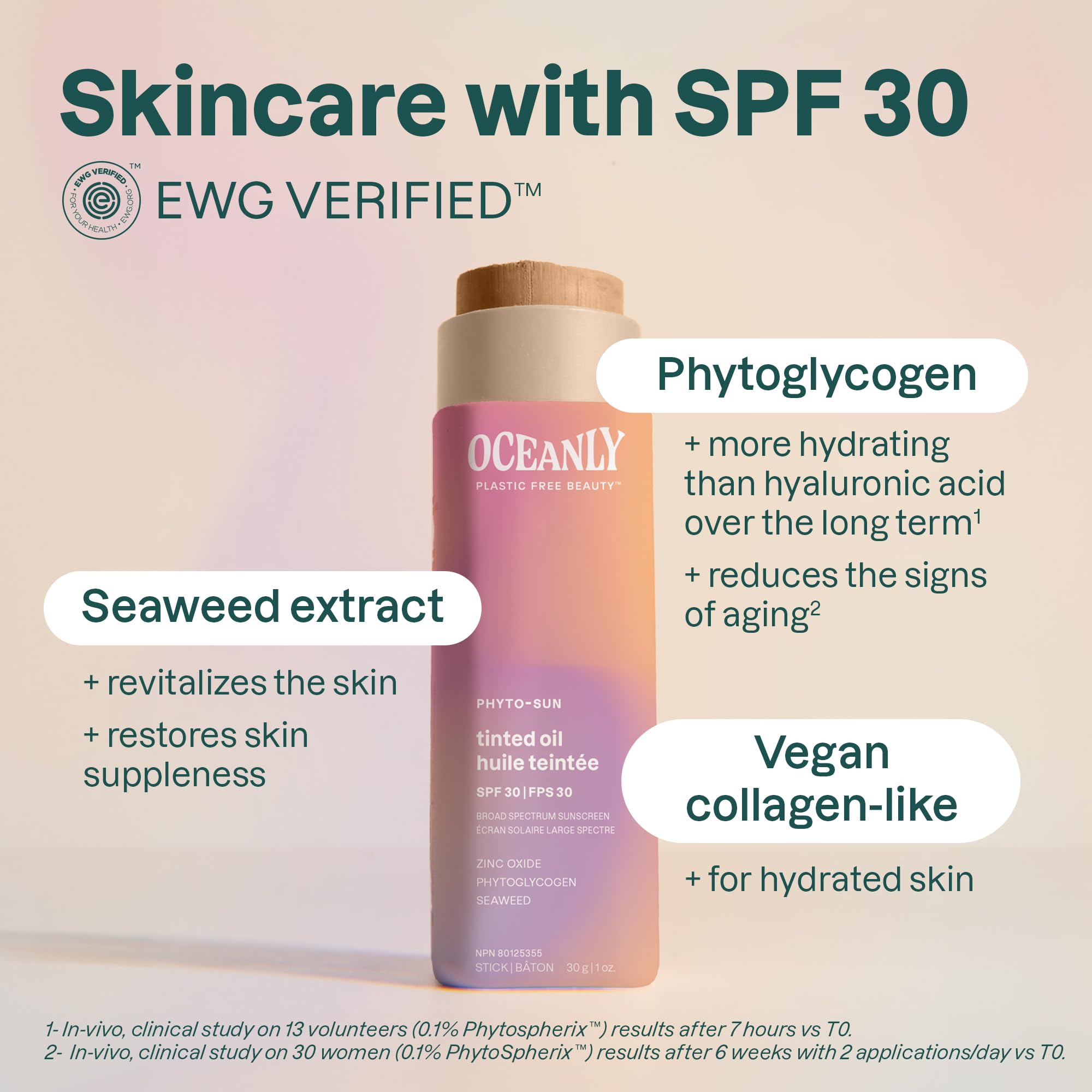 ATTITUDE Oceanly Tinted Oil Stick with SPF 30, EWG Verified, Plastic-Free, Broad Spectrum UVA/UVB Protection with Zinc Oxide - Image 3